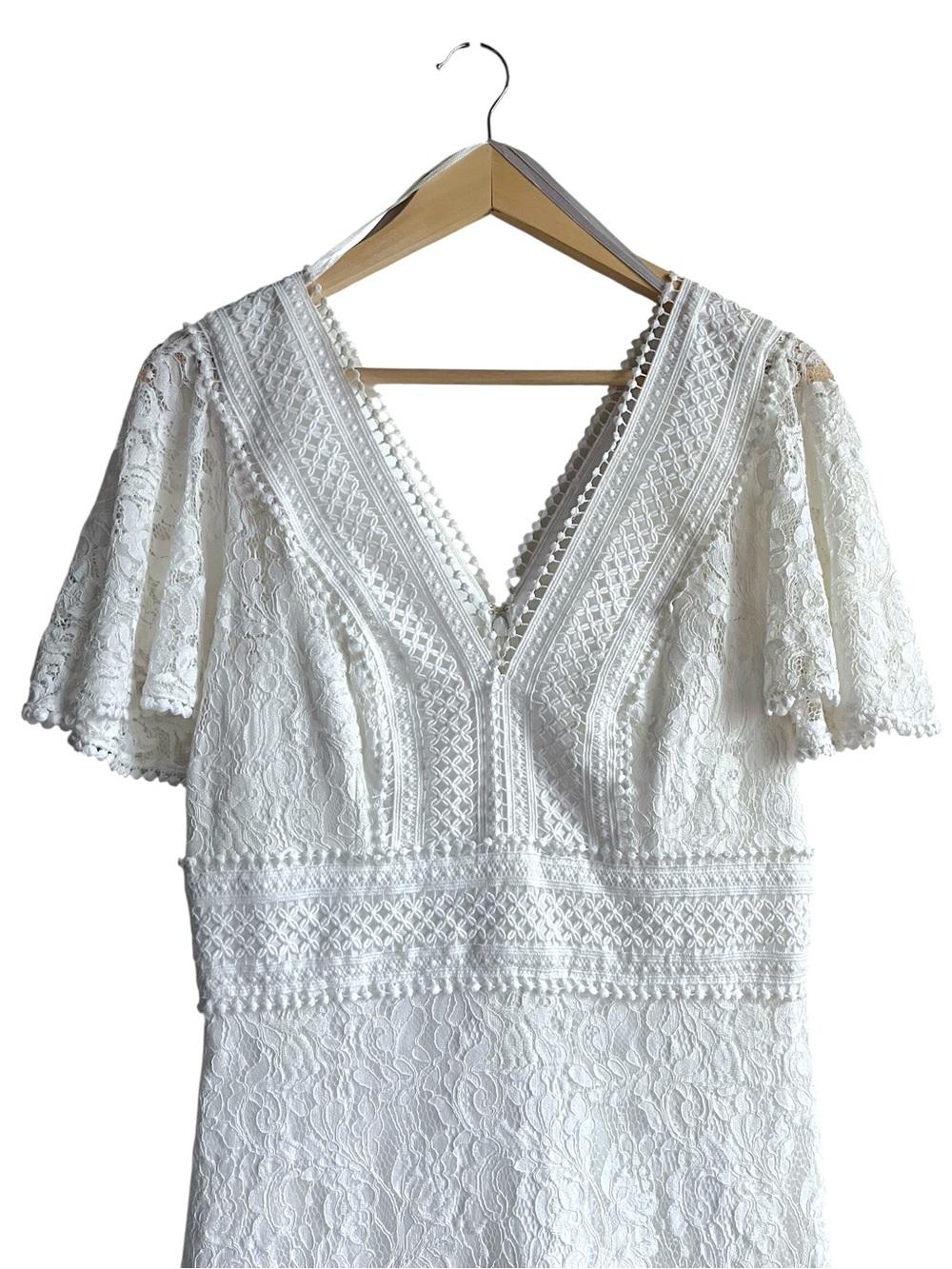 Eliza J Ivory Flounce Lace Dress Size 10 - Picture 9 of 16